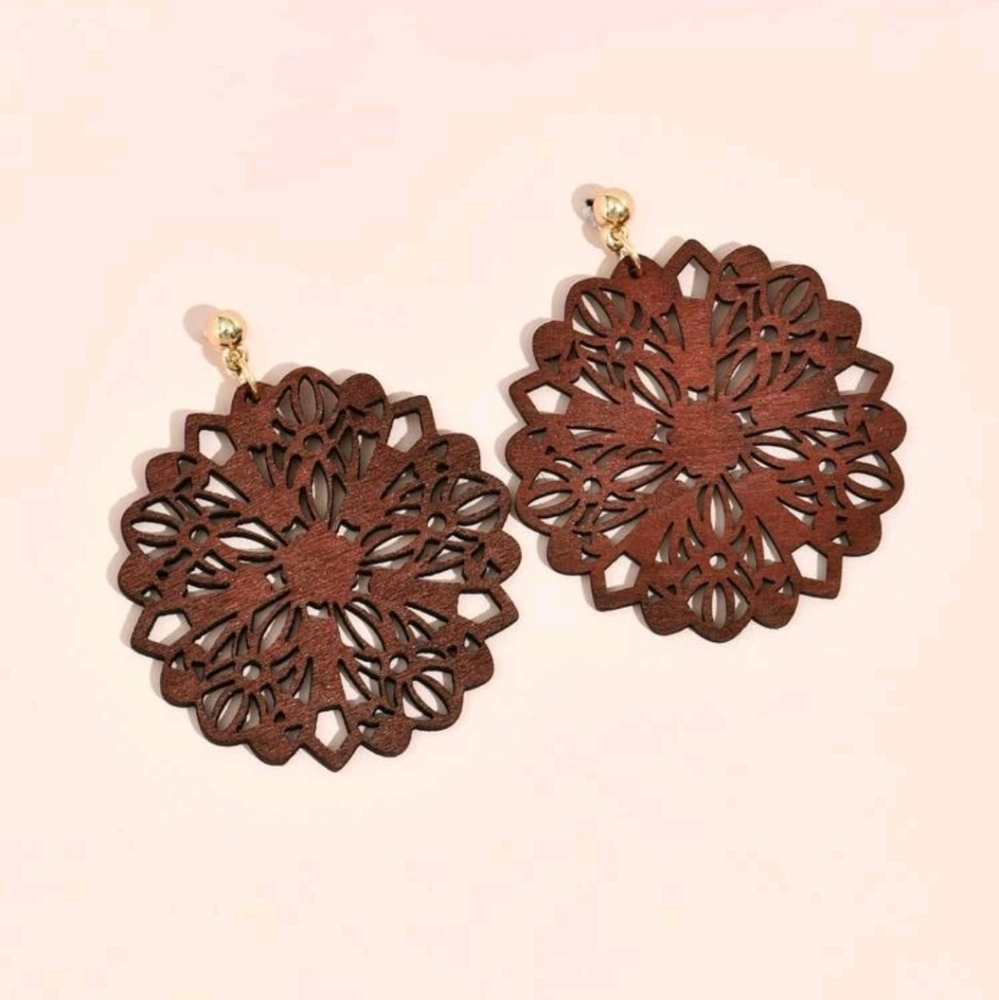 Round Wooden Earrings